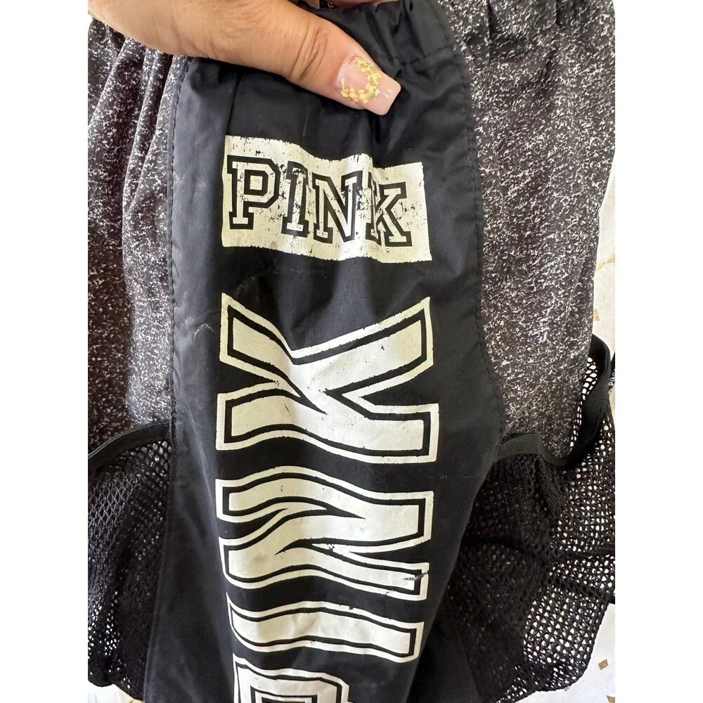 Victoria's Secret PINK Signature Logo Sporty Drawstring Backpack Tote Bag - Picture 3 of 4